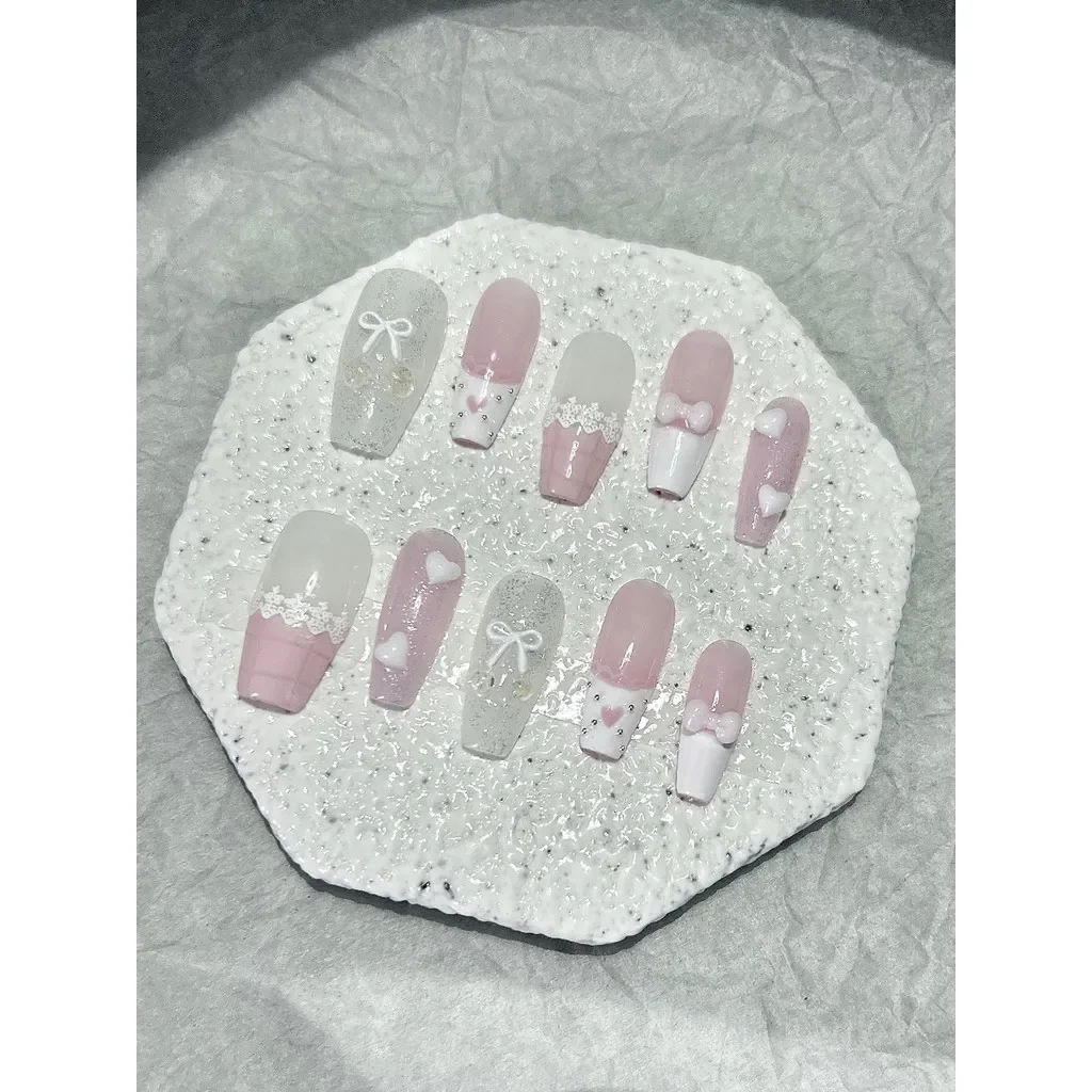 10st roze strik liefde kant Fr - Nail Art Love recensie en prijs