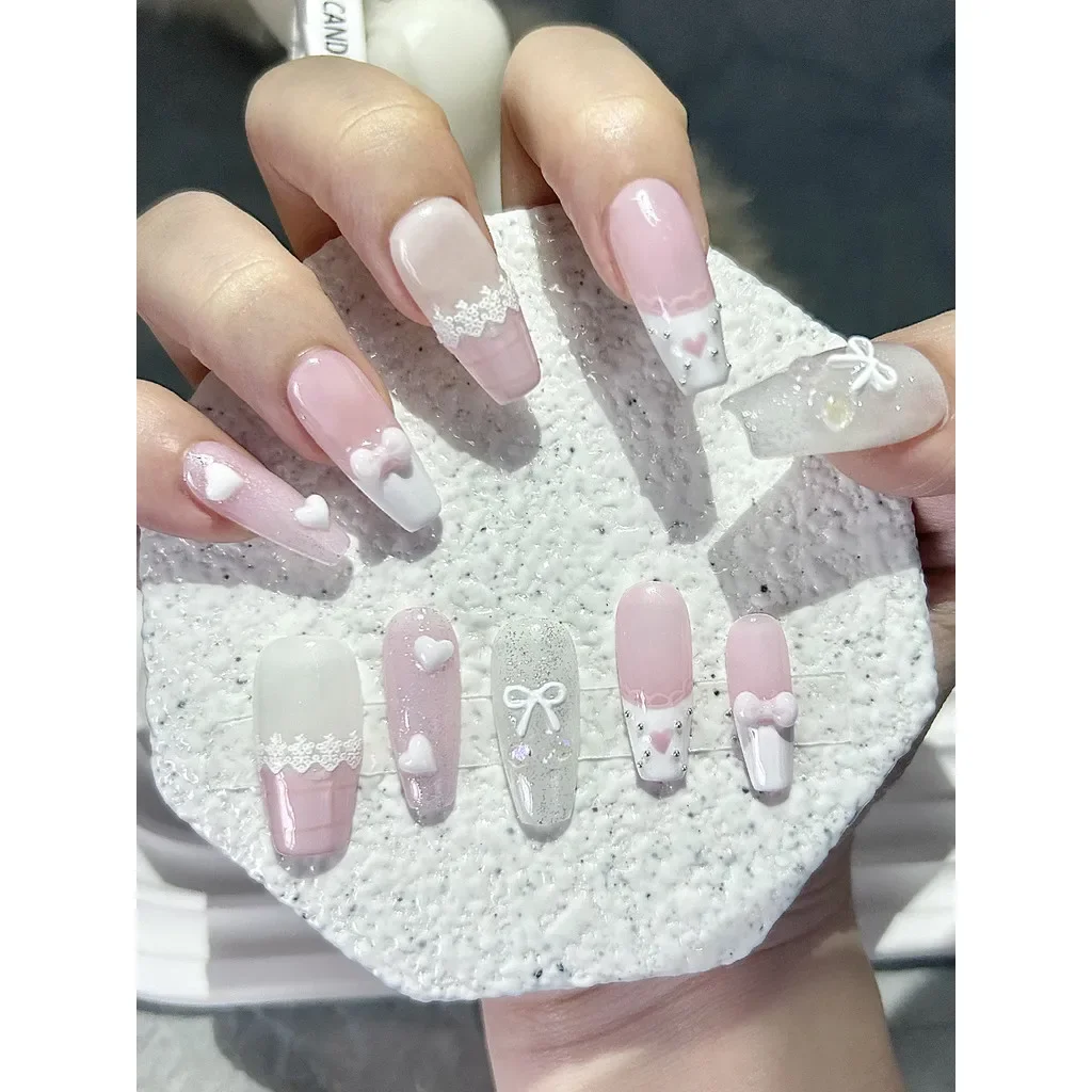 10st roze strik liefde kant Fr - Nail Art Love recensie en prijs