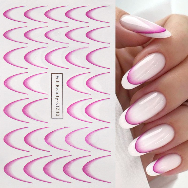 8 stks Gradiënt Franse Nail Ar - Nail Art Quotes recensie en prijs