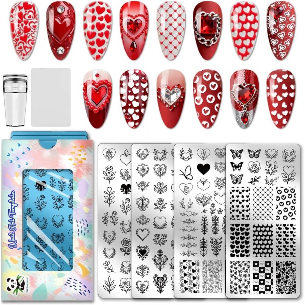 4 stuks hart nagel stempelplaa - Nail Art Love recensie en prijs