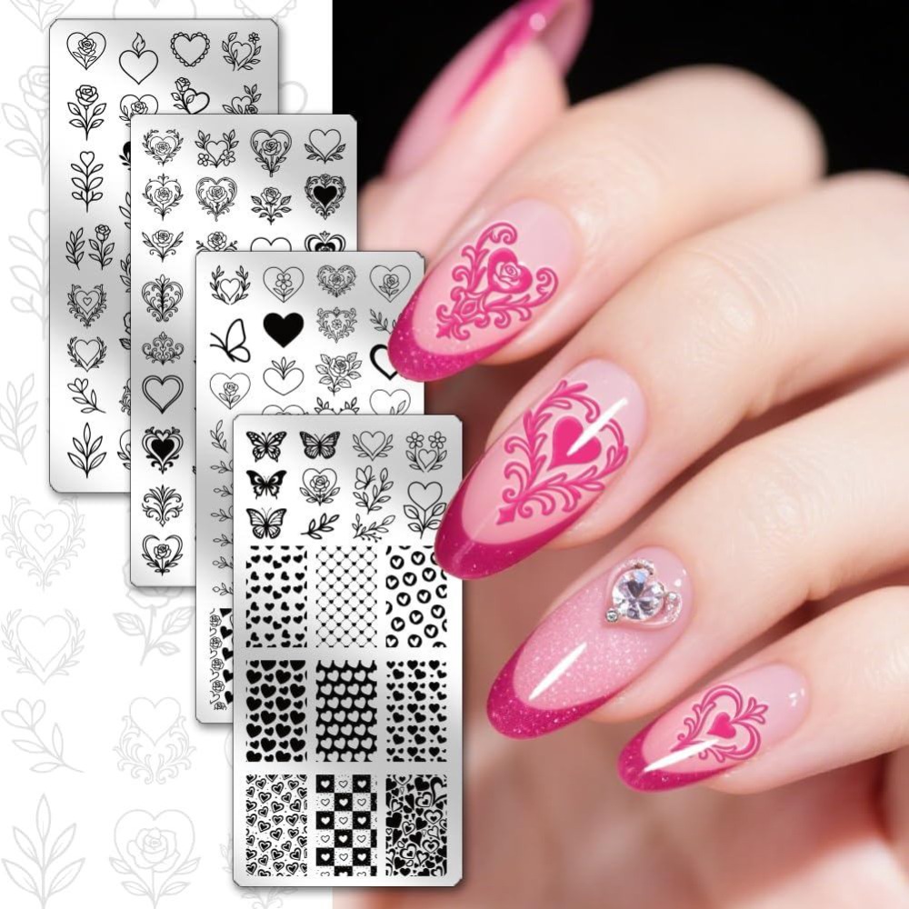 4 stuks hart nagel stempelplaa - Nail Art Love recensie en prijs