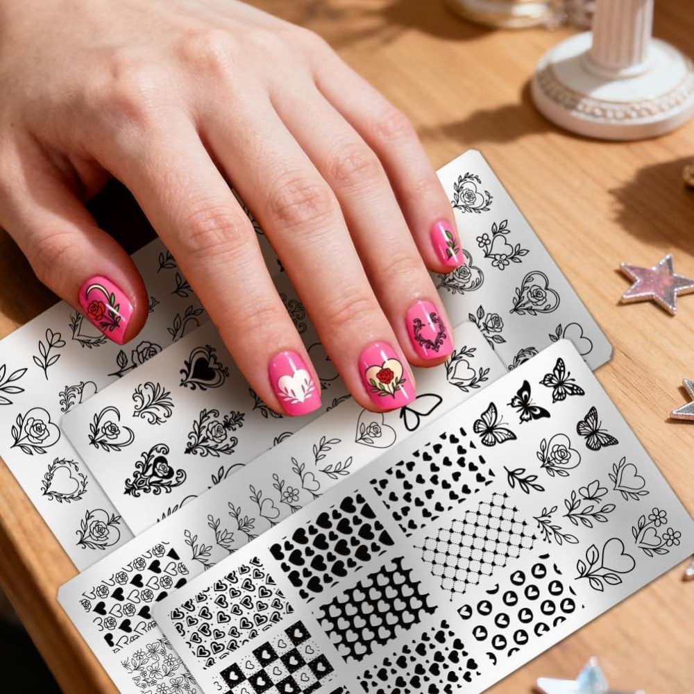 4 stuks hart nagel stempelplaa - Nail Art Love recensie en prijs