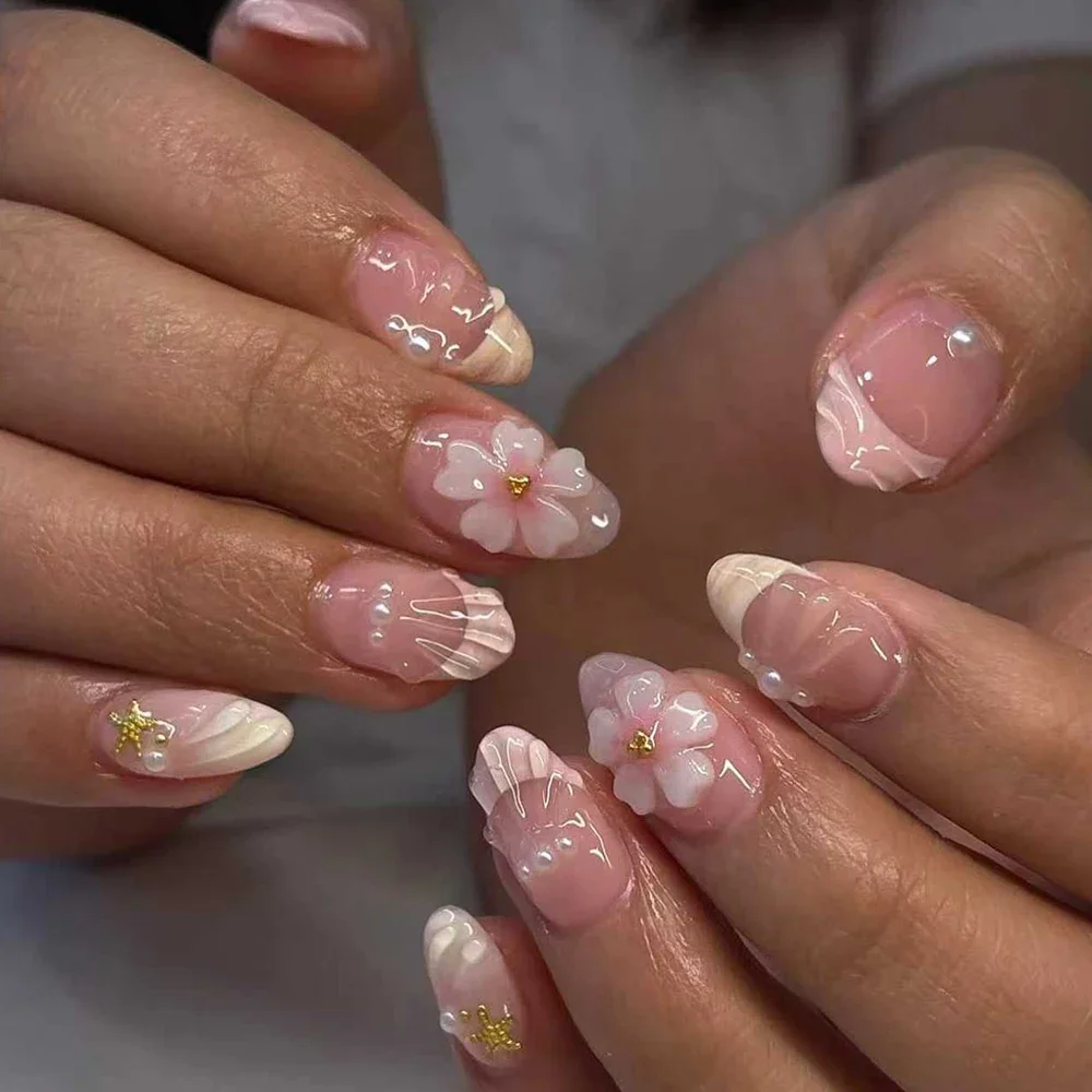 Korte Ovale 3D Parelmoer Frans - Nail Art Oval recensie en prijs