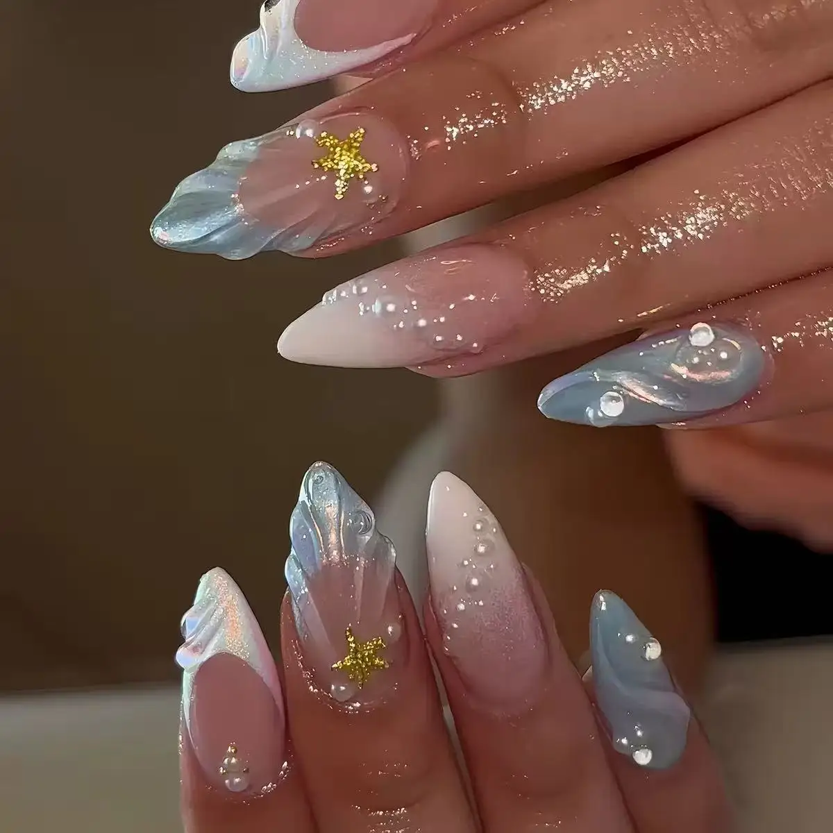 Korte Ovale 3D Parelmoer Frans - Nail Art Oval recensie en prijs