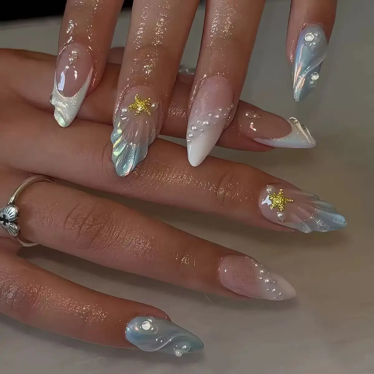 Korte Ovale 3D Parelmoer Frans - Nail Art Oval recensie en prijs